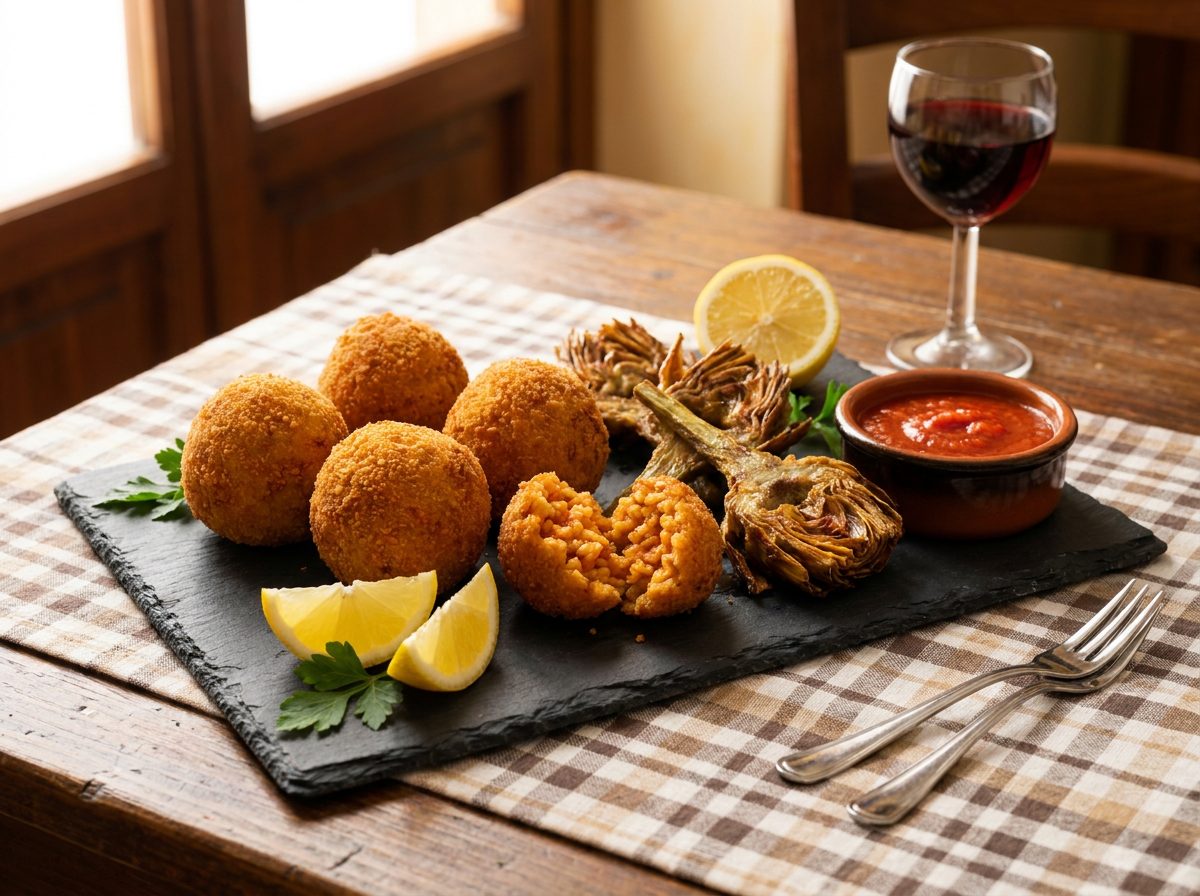 Supplì e carciofi alla giudia, antipasti della tradizione romana